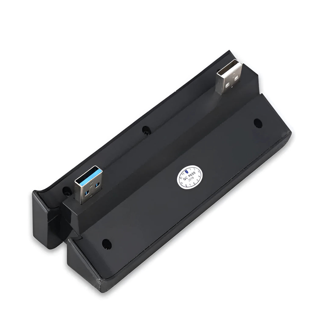 Black PS4 Slim USB hub extender with multiple ports for PlayStation 4 console