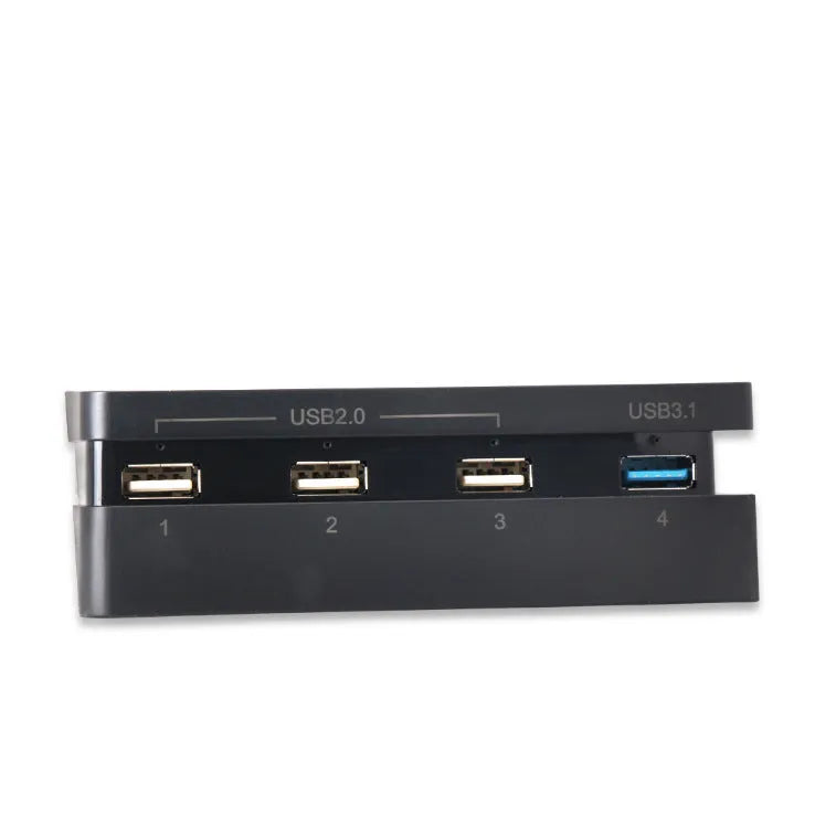 Black PS4 Slim USB hub extender with multiple ports for PlayStation 4 console