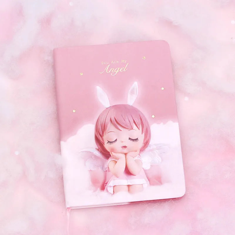 Creative Flower Fairy Handbook Notepad with PU leather cover, 85 pages, in pink and purple, 13x18x1.5cm
