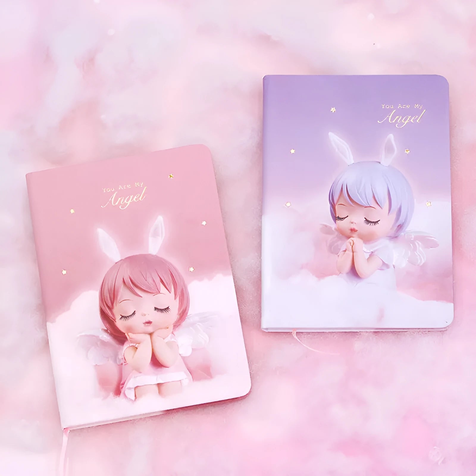 Creative Flower Fairy Handbook Notepad with PU leather cover, 85 pages, in pink and purple, 13x18x1.5cm