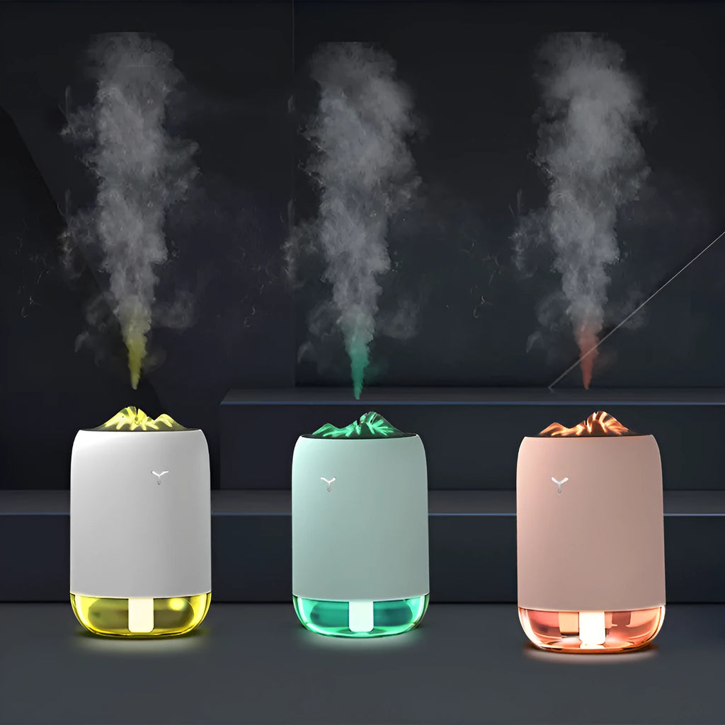 Magic Flame columnar humidifier in light blue colour with USB cable connection