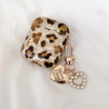 Shell yellow leopard print soft TPU case for compatible Apple AirPods with flip closure
