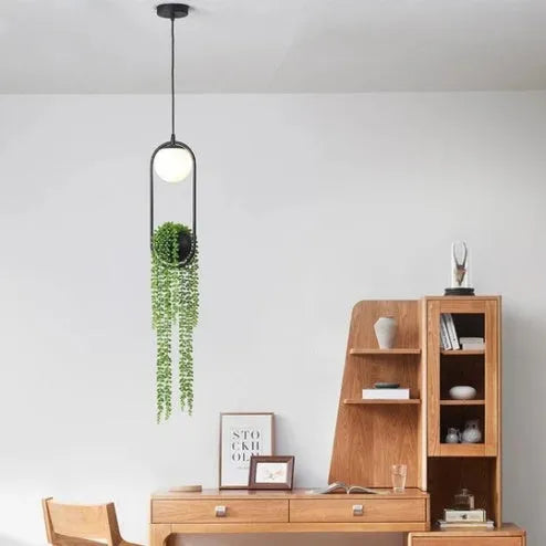 Creative flower pot iron aisle chandelier with fishing line design and LED light