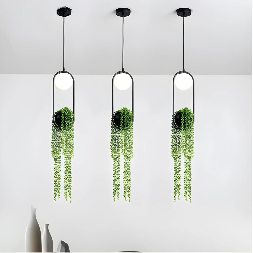 Creative flower pot iron aisle chandelier with fishing line design and LED light