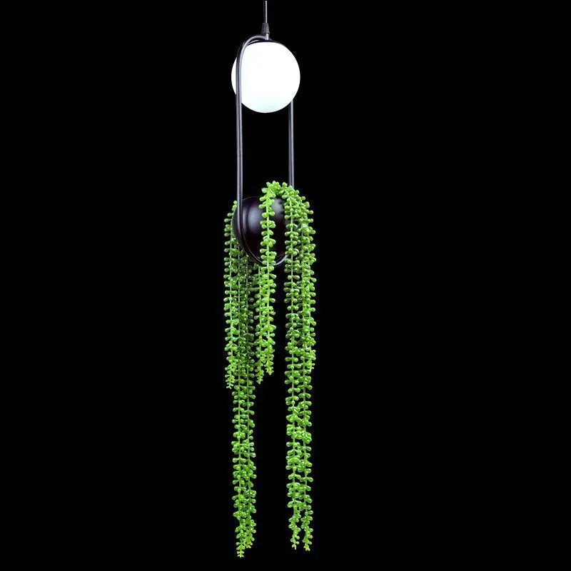 Creative flower pot iron aisle chandelier with fishing line design and LED light