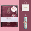 A6 loose-leaf notebook with cloth velvet cover, cute heart design, binder binding rings, elk blue colour