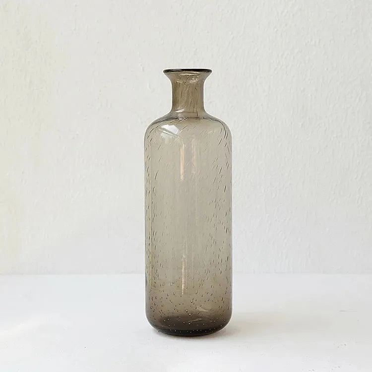 Grey geometric bubble glass vase with stained glass texture and electric stove pigment finish