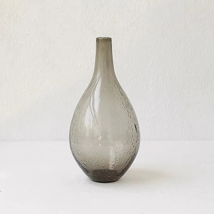 Grey geometric bubble glass vase with stained glass texture and electric stove pigment finish