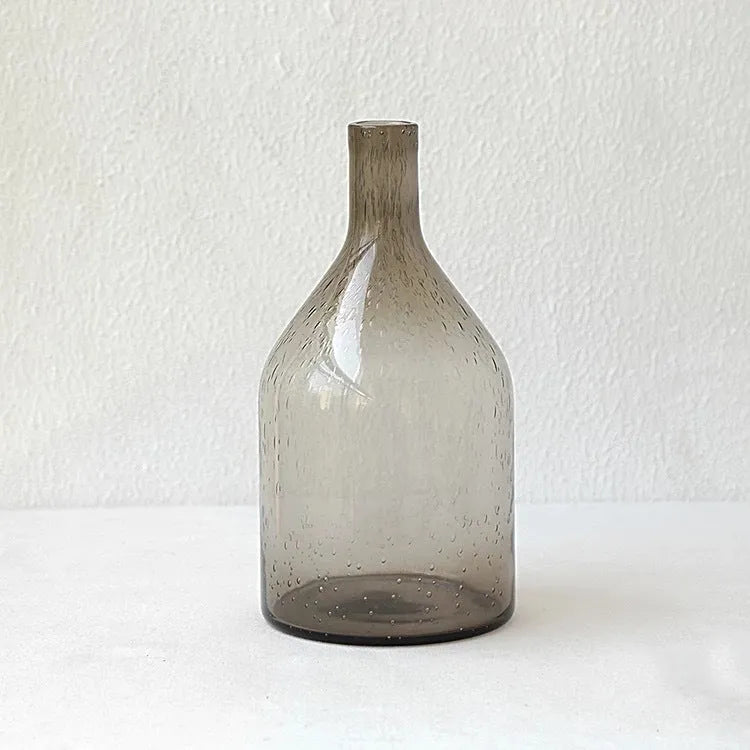 Grey geometric bubble glass vase with stained glass texture and electric stove pigment finish