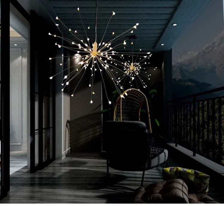 Solar-powered LED meteor shower garden light with firework effect and IP65 waterproof rating
