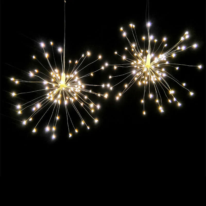 Solar-powered LED meteor shower garden light with firework effect and IP65 waterproof rating