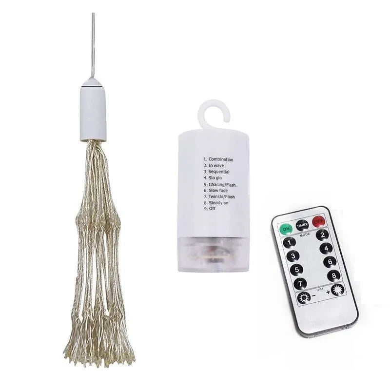 Solar-powered LED meteor shower garden light with firework effect and IP65 waterproof rating