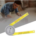 Yellow and white cross-border horizontal angle ruler with dual laser-engraved scales, 7 inches long, made of hardened plastic, with optional horizontal liquid level