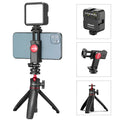 Combo 8 white and black mobile phone vlog bracket set with fill light on a stand