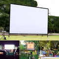 White 150-inch 4:3 polyester simple soft projector screen shown folded for storage