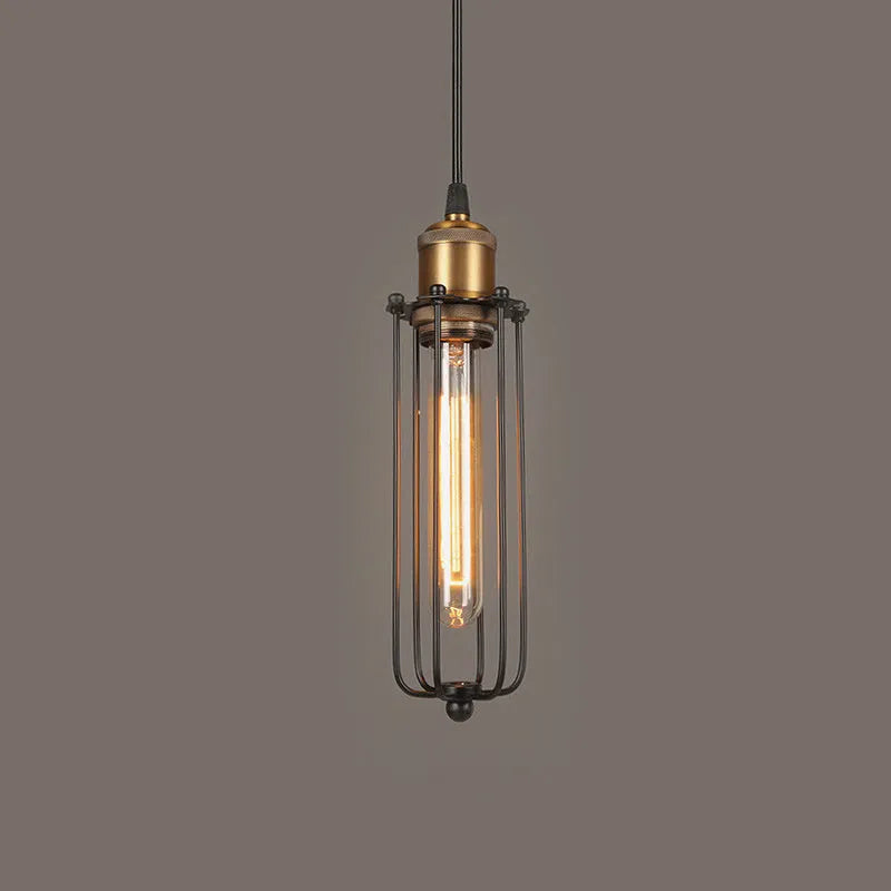 Brown iron Nordic retro industrial gladiator chandelier with fishing line pendant design