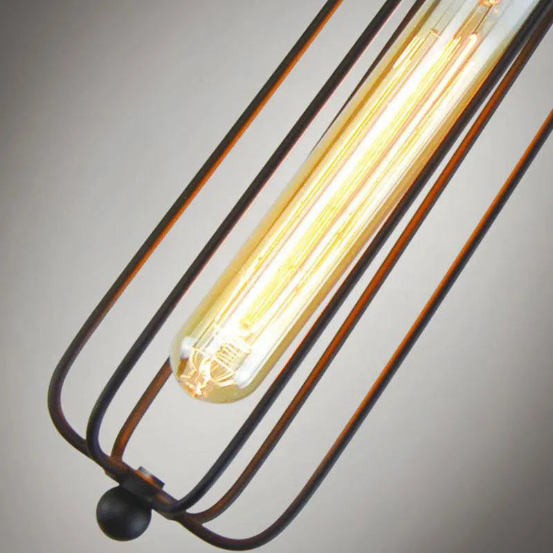 Brown iron Nordic retro industrial gladiator chandelier with fishing line pendant design