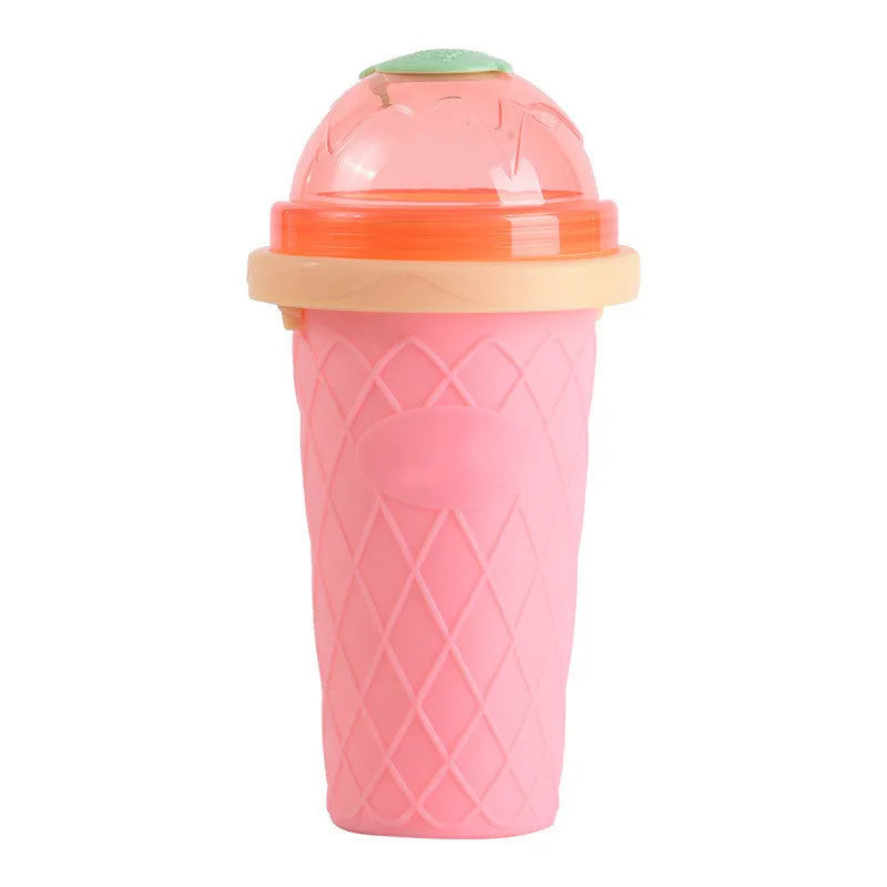 New mint green smoothie cup with lid and straw spoon, 201ml capacity, food-grade silicone body