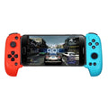 Bluetooth wireless game controller with telescopic handle for mobile phones in black or red-blue colours