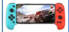 Bluetooth wireless game controller with telescopic handle for mobile phones in black or red-blue colours