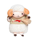Little Sheep plush crossbody bag showing square shape, zipper opening, and colour contrast details