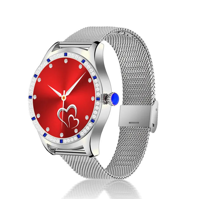Ladies smart watch with 1.28-inch TPU screen, Bluetooth call, local music, and menstrual period reminder in gold colour