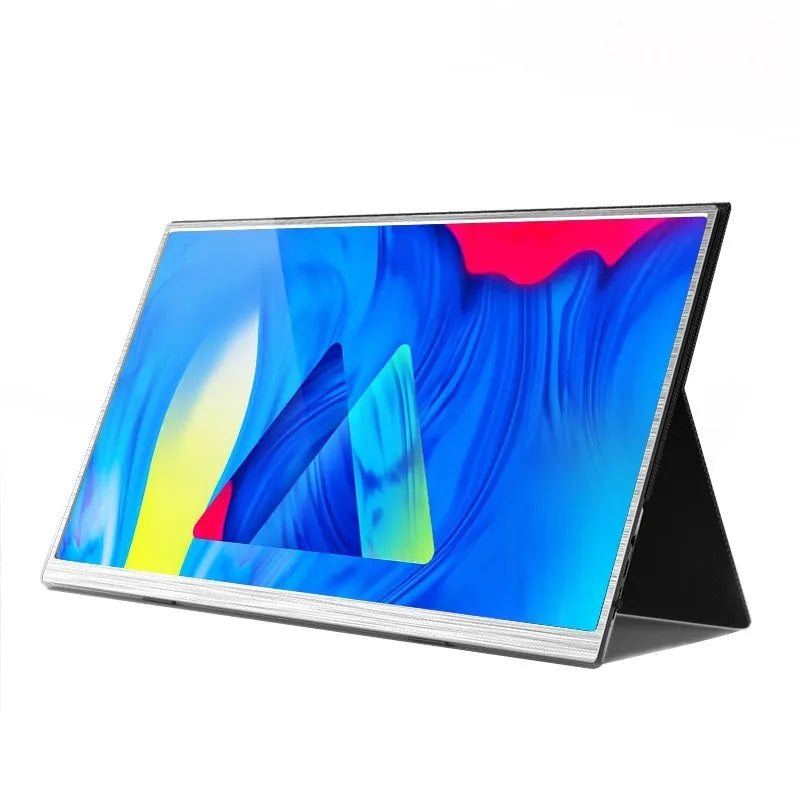 15 inch portable monitor with cables on a desk