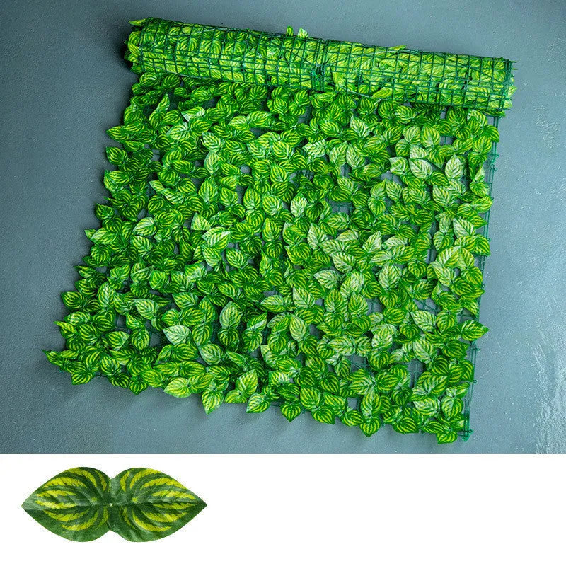 Artificial green radish leaf fence net simulation plastic fence in colour-printed watermelon leaf style