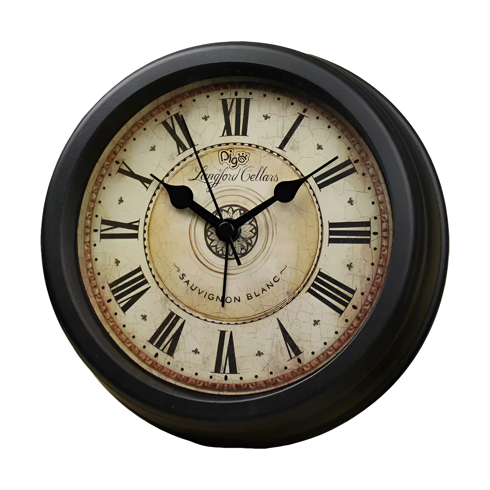 Round retro European desk alarm clock with 6-inch diameter and vintage colour finish