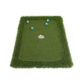Green synthetic grass golf practice mat on a hard floor, shown in a customisable rectangular size.