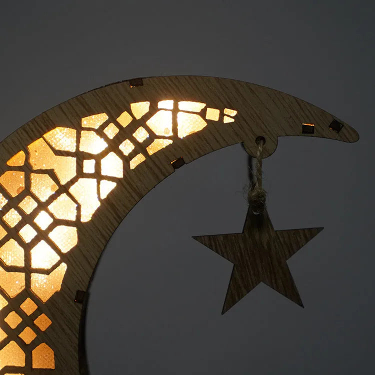 MDF hanging ornament with engraved calligraphy design in wood moon colour, 21x11x6cm