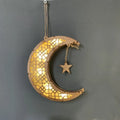 MDF hanging ornament with engraved calligraphy design in wood moon colour, 21x11x6cm