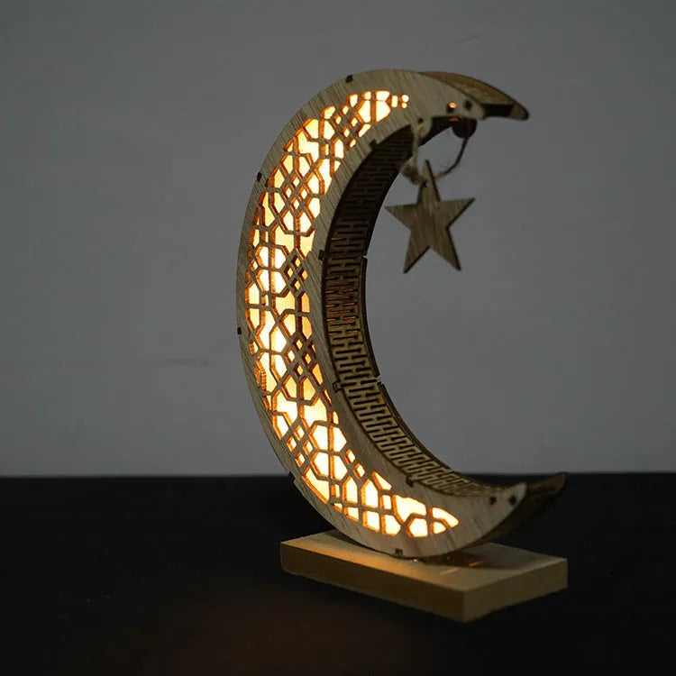 MDF hanging ornament with engraved calligraphy design in wood moon colour, 21x11x6cm
