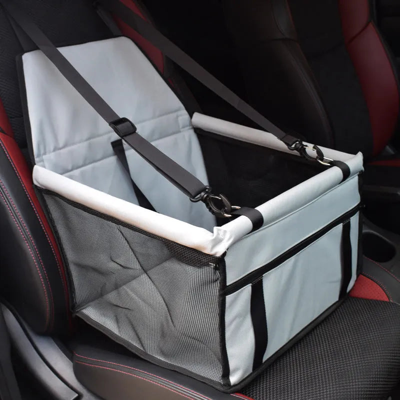 Pet car bag in breathable cloth with double-layer thickening, safety traction, and zipper pocket, available in multiple colours