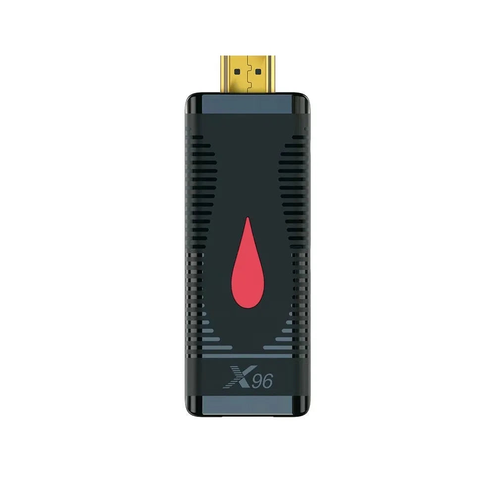 Compact Allwinner H313 smart TV set-top box dongle with remote control and power adapter