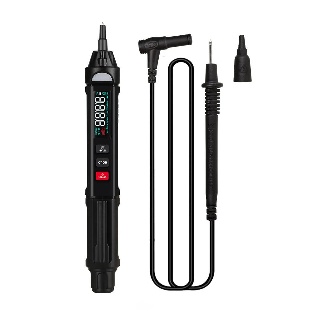 Auto-ranging digital multimeter ET8908 with test leads measuring voltage