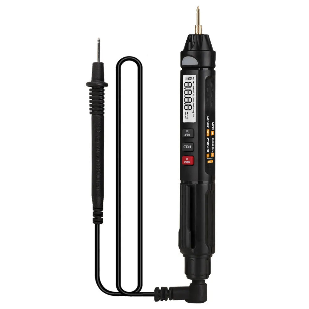 Auto-ranging digital multimeter ET8908 with test leads measuring voltage