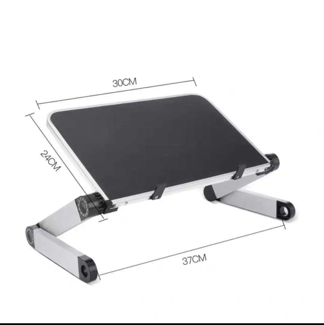 Multi-kinetic energy folding stand with aluminium alloy desktop, 10kg load capacity, small tray 30-24 cm, white colour option