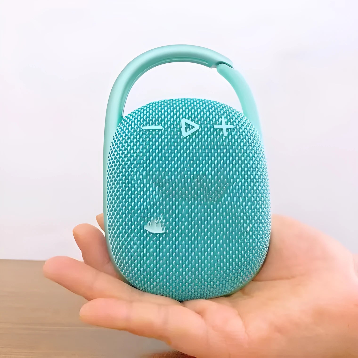 Small portable Bluetooth speaker in one of six colours: pink, blue, black, red, silver grey, or green