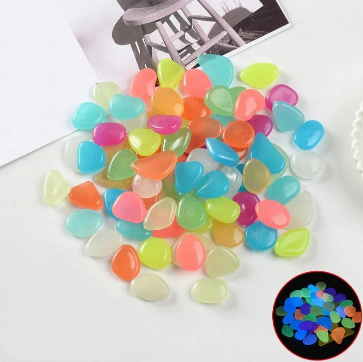 100 pack luminous fluorescent aquarium pebbles in mixed colours by Qiming