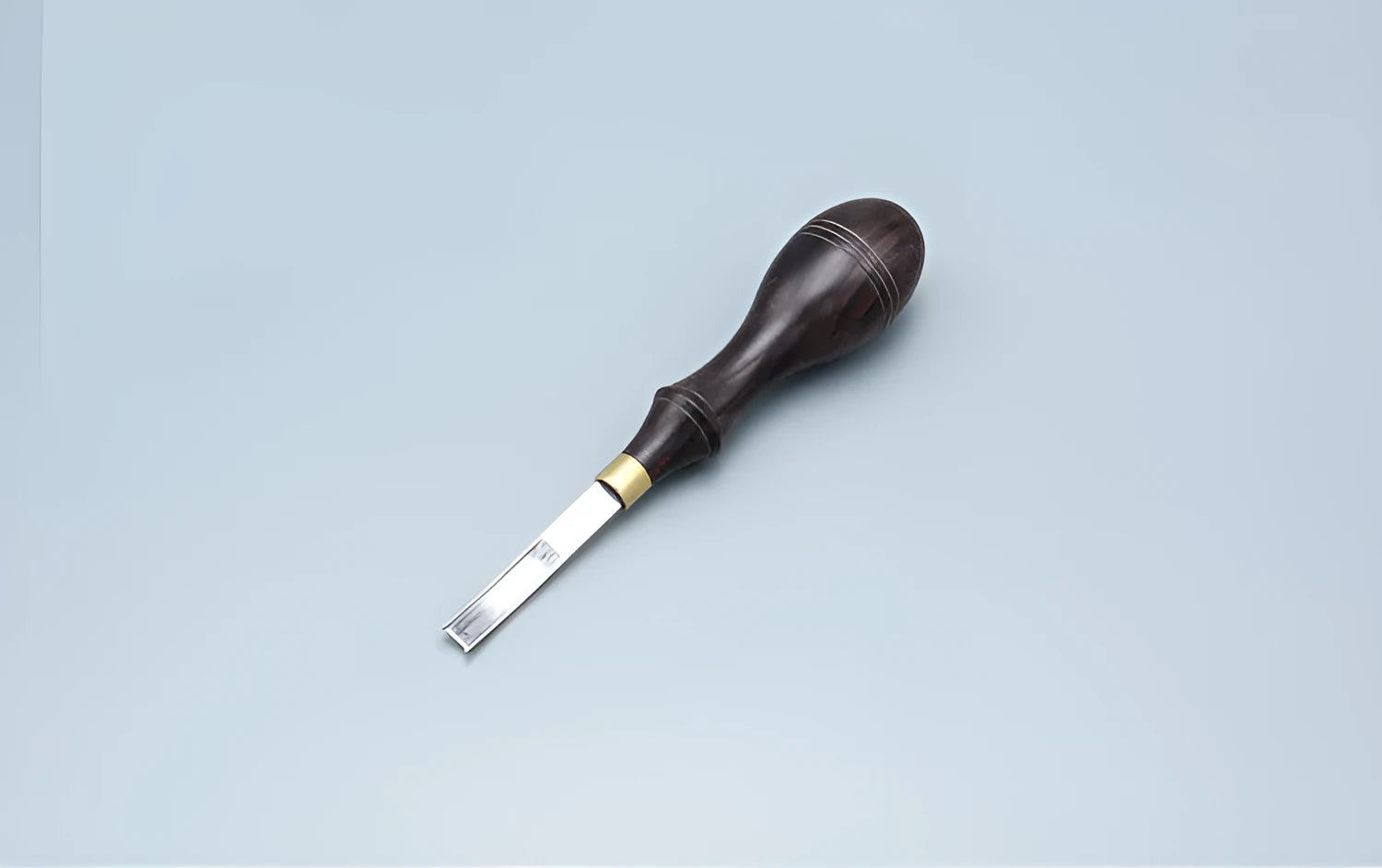 Leather-handled wide shovel edge thinning knife hand tool, model 02.