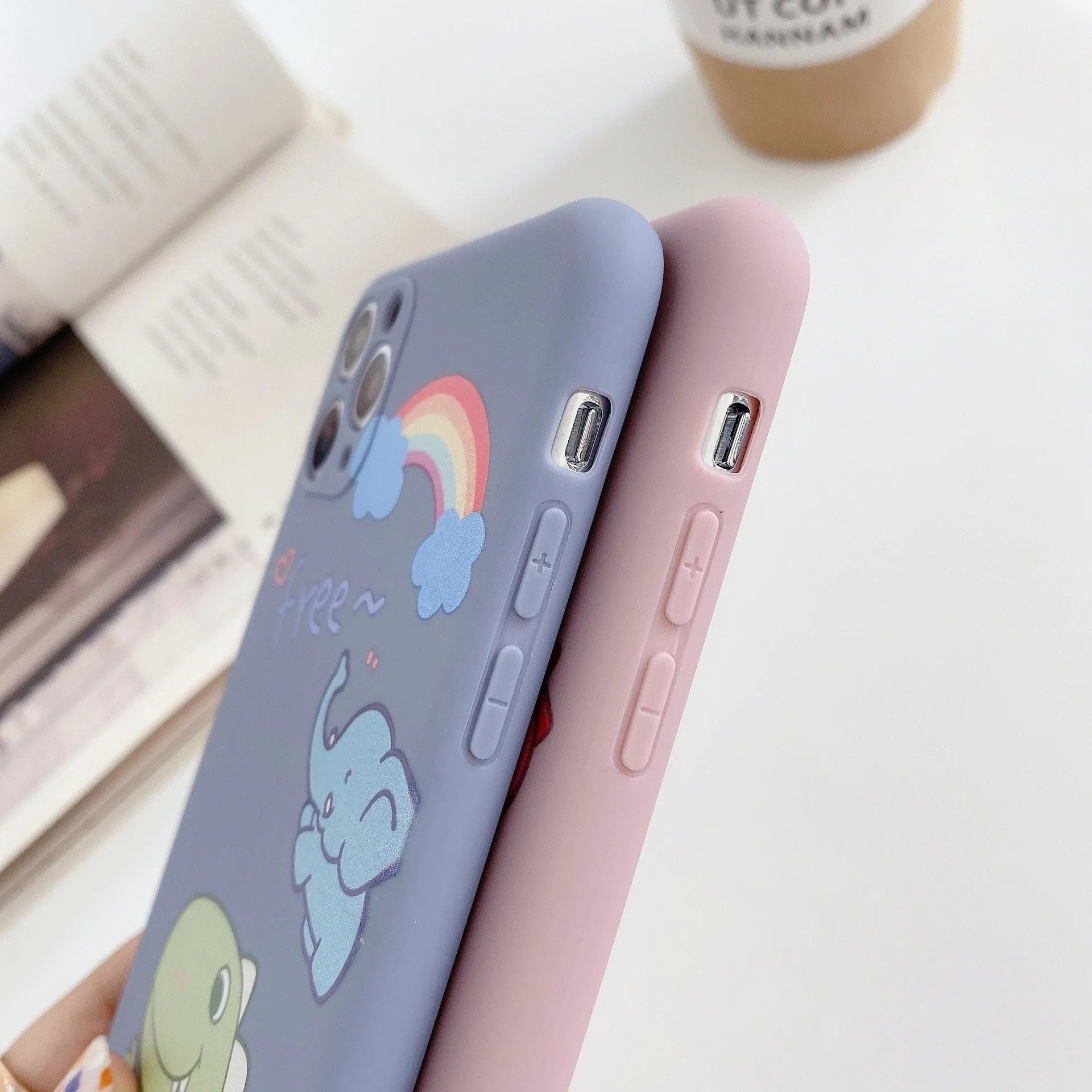 Cartoon dinosaur print soft shell TPU phone case for iPhone compatible with multiple models including 12mini and 11pro max