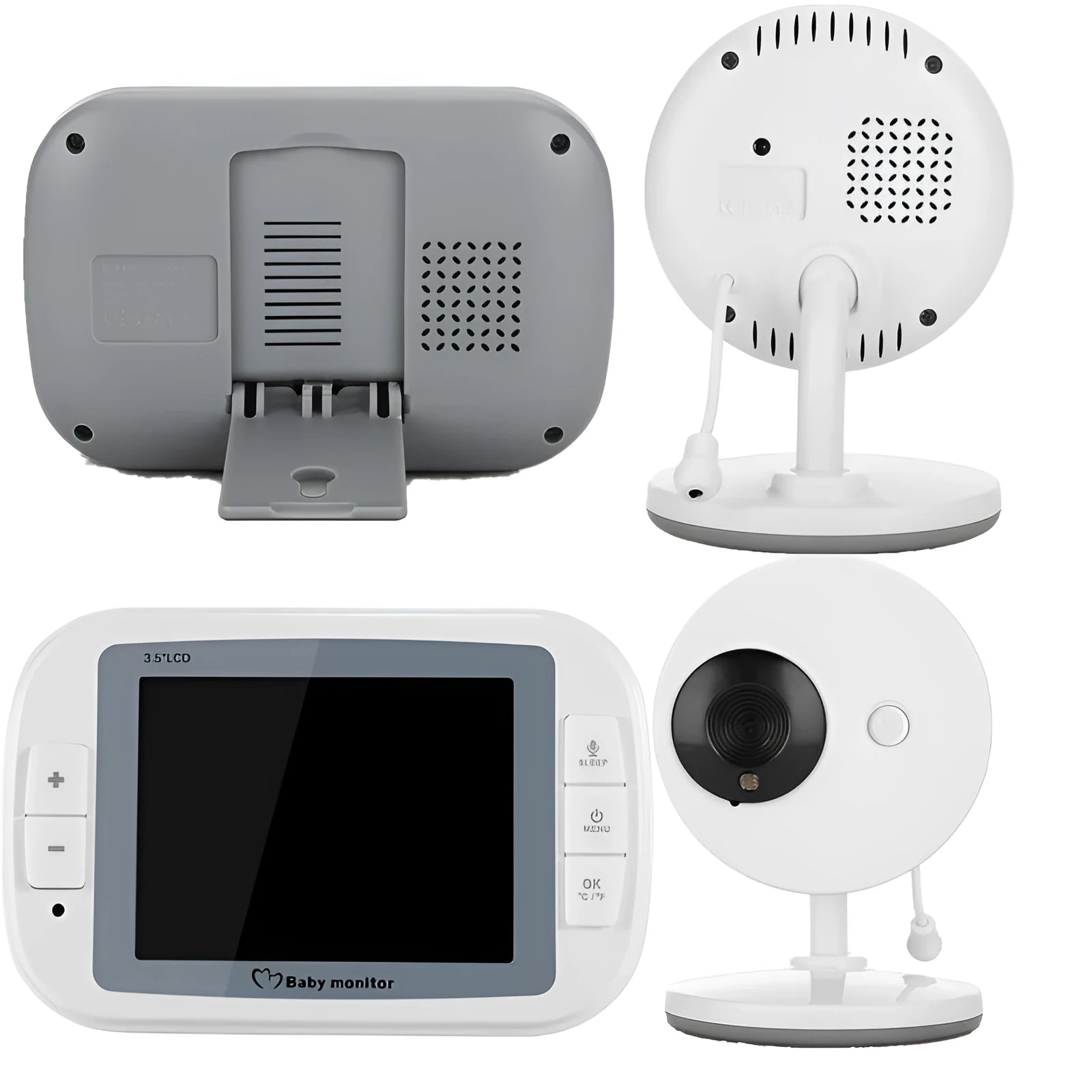 White 3.5 inch digital wireless baby monitor unit on a table