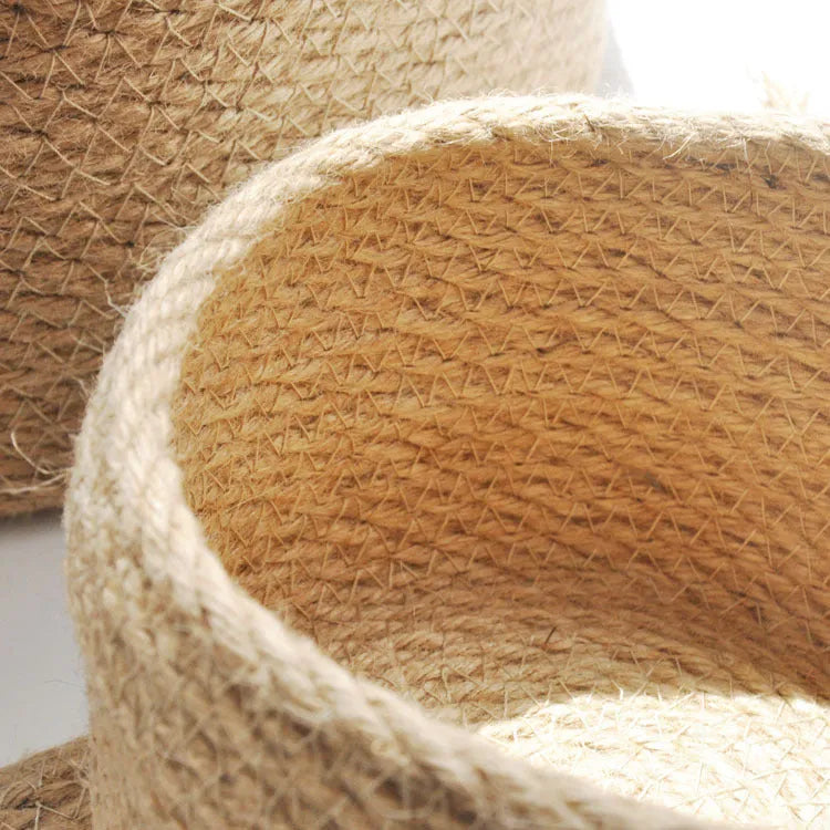 Japanese style linen fabric storage basket with cover for underwear organisation in three sizes
