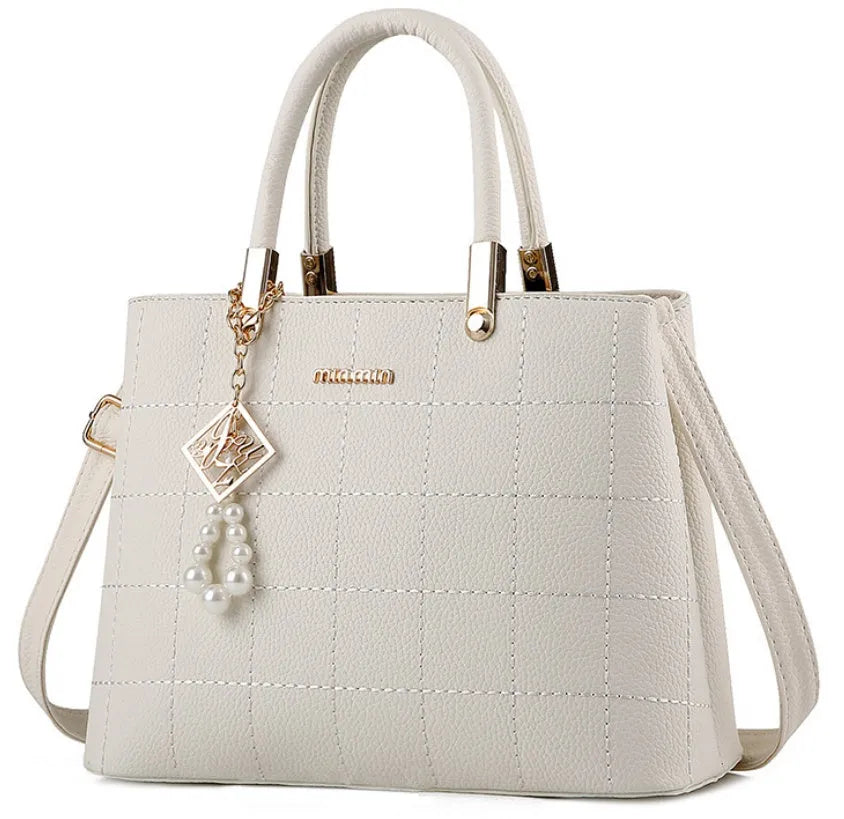 Women's PU leather medium handbag zip closure plain soft texture eight colours wine red light gray black pink royal blue taro purple sky blue beige
