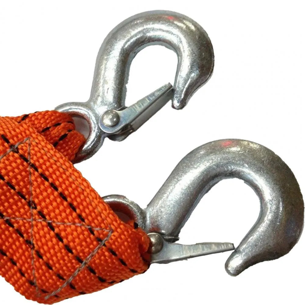 CARLIFE CL-D9002 yellow nylon tow rope with 3-ton capacity and eagle grappling hook for trailer use