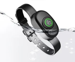 Black remote dog training collar with waterproof receiver and handheld transmitter