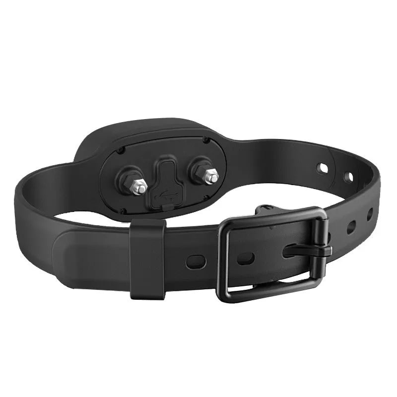 Black remote dog training collar with waterproof receiver and handheld transmitter