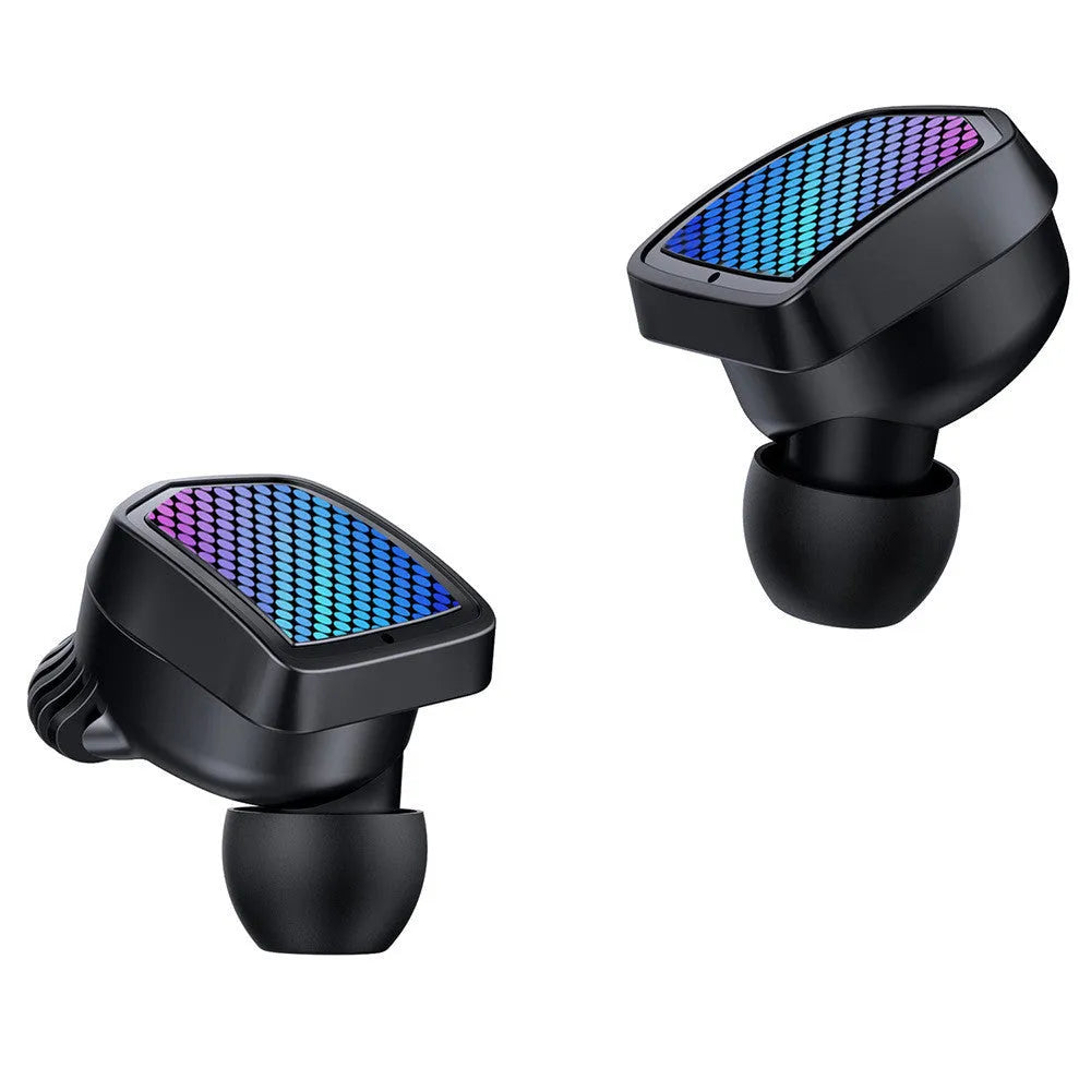 Wireless Bluetooth TWS earbuds sports headset with charging case, black colour, silicone earplugs