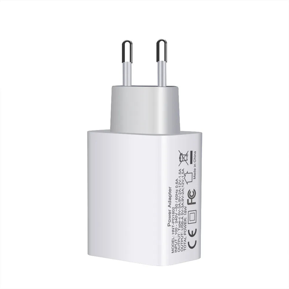 FDGAO 18W PD fast charging plug white dual USB Type-C UK plug for Apple iPhone 12